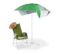 Ombrellone paravento spiaggia asta verde lati antivento guscio HD 210x175 cm