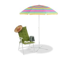 Relaxdays Ombrellone da Spiaggia & Giardino, Altezza Regolabile, Allungabile, Telo anti UV 50+, 200x170 cm, Colorato