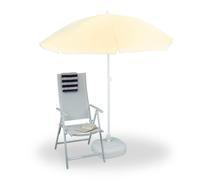 Relaxdays Ombrellone da Giardino, Spiaggia, Diametro 180cm, 8 Stecche, Poliestere, Inclinabile, Giallo Chiaro