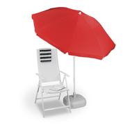 Relaxdays Ombrellone da Giardino, Spiaggia, Diametro 180cm, 8 Stecche, Poliestere, Inclinabile, Rosso