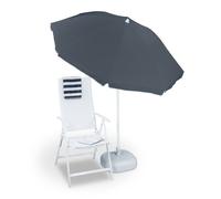 Relaxdays Ombrellone da Giardino, Spiaggia, Diametro 180cm, 8 Stecche, Poliestere, Inclinabile, Grigio