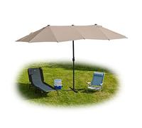 Relaxdays Ombrellone Doppio, 460 x 270 cm, Ampio Parasole con Manovella, Giardino e Terrazza, UV 30+, Beige, Alluminio
