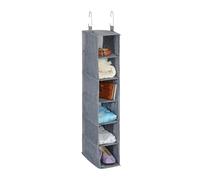Relaxdays Organizer Armadio da Appendere Salvaspazio, 6 Ripiani, 92 x 15,5 x 30 cm, Porta Vestiti Interno, Grigio, Poliestere