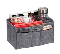 relaxdays Organizer Borsa Donna, Accessorio Salvaspazio in Feltro Borsetta, Scomparti Rimovibili, Misura M, Grigio Scuro