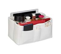 relaxdays Organizer Borsa in Feltro, a Scomparti, Borsetta Rimovibile, Bag Donna, Misura M, Bianco, 1 pz