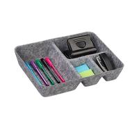 Relaxdays Organizer Cassetti in Feltro, Organizzatore per la Scrivania, HLP: 6,5 x 32 x 25 cm 4 Scomparti, Grigio Chiaro
