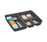 Relaxdays Organizer Cassetti in Feltro, Organizzatore per la Scrivania, HLP: 6,5 x 40 x 30 cm, 4 Scomparti, Grigio Scuro