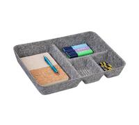 Relaxdays Organizer Cassetti in Feltro, Organizzatore per la Scrivania, HLP: 6,5 x 40 x 30 cm 4 Scomparti, Grigio Chiaro