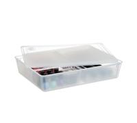 Relaxdays Organizer Portaoggetti, Scatola Box Contenitore da Bagno o Cucina, HLP 7 x 32 x 24,5 cm, Plastica, Trasparente