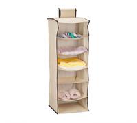 Relaxdays Organizer da Armadio, a 6 Scomparti, HLP: 96 x 32 x 31 cm, Divisore Interno in Stoffa da Appendere, Beige, Legno