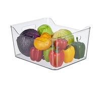 Relaxdays Organizer da Frigorifero, Contenitore da Cucina, Box per Alimenti, 18 x 37 x 29,5 cm, con Manici, Trasparente, 18 x 37 x 29.5 cm