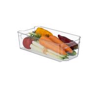 Relaxdays Organizer da Frigorifero, Contenitore da Cucina, Box per Alimenti, 9 x 31,5 x 15,5 cm, con Manici, Trasparente