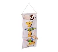Relaxdays Organizer da Parete per Bambini, con Giraffa, 3 Tasche in Stoffa Portagiochi, HxL 82x33,5 cm, a Muro, Colorato, Cotone