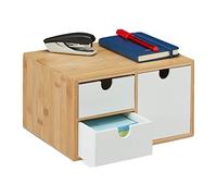 Portaoggetti da scrivania con 3 cassetti Organizer in bambù 1,8 kg 3 cassetti