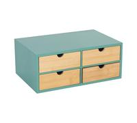 Relaxdays Organizer da scrivania in bambù con 4 cassetti, per articoli da ufficio, 14 x 33 x 21 cm, menta/naturale