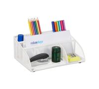 Relaxdays Organizer da scrivania in metallo bianco