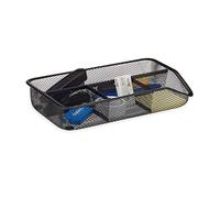 Relaxdays Organizer da Scrivania, Vaschetta per Cassetti, Portaoggetti, 4 Scomparti, Ufficio, 4,8 x 27,5 x 16 cm, Nero
