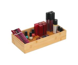 Relaxdays Organizer in bambù, Contenitore Portaoggetti, Cucina e Bagno, HLP: 6x30x15 cm, Porta Trucchi, Color Naturale