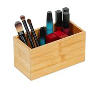 Relaxdays Organizer in bambù, Contenitore Portaoggetti, Cucina e Bagno, HLP: 9,5x18x9 cm, Porta Trucchi, Color Naturale, Fibra di Legno