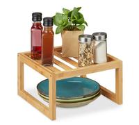 Relaxdays Organizer Quadrato per la Cucina, bambù, Inserto da Scaffale e Piano Lavoro, HxLxP: 14x24,5x24,5 cm, Naturale, H x L x P: 14 x 24,5 x 24,5 cm ca