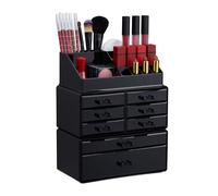 Relaxdays Organizer Make-Up con Cassetti, Porta-Trucchi e Accessori, Acrilico, Nero