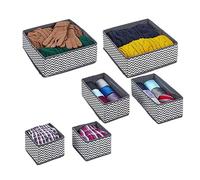 Relaxdays Organizer per Cassetti, Set da 6 Scatole Portaoggetti per Armadio, Cestini in 3 Grandezze, Grigio Bianco