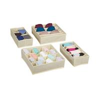 Relaxdays Organizer per Cassetti, Set di Scatole Porta Cravatte per Biancheria Intima, Box per Calzini, Reggiseni, Beige