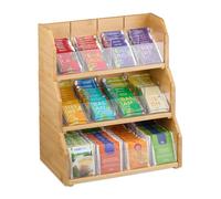 Relaxdays Organizer per tè a 12 scomparti in bambù