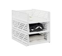 Relaxdays Organizer Pieghevoli per Armadio, Set 3 Box Estraibili in Plastica, Impilabili, HLP: 13x33,5x43,5 cm, Bianco
