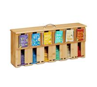 Relaxdays Organizer porta tè bambù con 6 scomparti