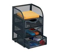 Relaxdays Organizer Portaoggetti da Scrivania, 3 Cassetti, per Cancelleria Ufficio, Acciaio, 21x12,5x13 cm, Antracite
