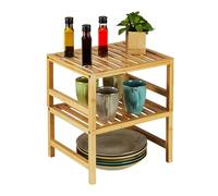 Relaxdays Organizer Quadrato per la Cucina, bambù, Set da 2 Inserti da Scaffale e Piano Lavoro 20x35,5x30,5 cm, Naturale