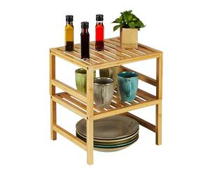Relaxdays Organizer Quadrato per la Cucina, Bambù, Set da 2 Inserti da Scaffale e Piano Lavoro 20x35,5x30,5 cm, Naturale