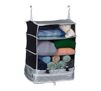 Relaxdays Organizer Valigia da Appendere, Borsa Armadio Viaggio, Divisore Zaino, Travel Packing Cube 55x44x30 cm, Grigio, Poliestere
