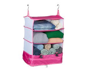 Relaxdays Organizer Valigia da Appendere, Borsa Armadio Viaggio, Divisore Zaino, Travel Packing Cube, 55x44x30 cm, Rosa, Poliestere