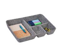 Relaxdays Organizer Cassetti in Feltro, Organizzatore per la Scrivania, HLP: 6,5 x 40 x 30 cm 4 Scomparti, Grigio Chiaro