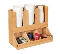 Relaxdays Organizzatore Porta Bicchieri, Organizer 6 Scomparti per Caffetteria, 29,5x34,5x17 cm, Naturale, bambù