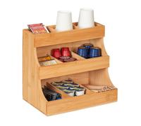 Relaxdays Organizzatore Porta Bicchieri, 9, Organizer 6 Scomparti per Caffetteria, 24x26,5x17,5 cm, Naturale, bambù, 24 x 26.5 x 17.5 cm
