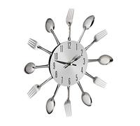 Orologio da cucina 31 cm Argento Orologio da parete con posate Silenzioso