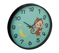 Relaxdays Orologio da Parete per Bambini, Bambine, Scimmietta, Analogico, Ø 29,5 cm, Muro Cameretta Ragazzi, Colorato