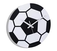 Relaxdays Orologio da Parete, Ø 30 cm, Senza Numeri, Pallone Calcio, Camera da Letto Ragazze, Nero Bianco
