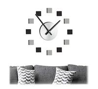 Relaxdays Orologio da Parete Adesivo DIY, da Muro, Grande, Fai da Te, Quadrante Moderno, 3D, da Muro, argeno/Nero/Grigio
