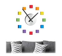 Relaxdays Orologio da Parete Adesivo, DIY, Grande, multicolore | Quadrante Arcobaleno, Fai da Te, Cameretta o Salotto