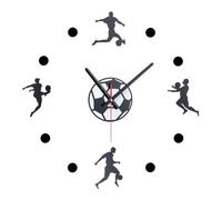 Relaxdays Orologio da Parete Adesivo DIY, Tema Calcio 3D, Ø 50-100 cm, Muro Cameretta dei Bambini, Salotto, Nero Bianco, Ferro