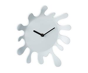 Relaxdays Orologio da Parete, HxL: 25x22,5 cm, Senza Numeri, a Batterie, Analogico, Gancio Muro, Design Moderno, Bianco