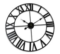 Orologio da Parete Relaxdays, Numeri Romani, Ø 60 cm, Orologio da Salotto a Batteria, Orologio analogico, Ferro, Nero