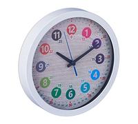 Relaxdays Orologio da Parete per Bambini, Analogico, Ø 30 cm, da Muro Cameretta Ragazzi, per Imparare l'Ora, Bianco