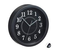 Relaxdays Orologio da Parete, Rotondo, da Appendere al Muro, Design Classico, a Batteria, Nero, Ø 20 cm