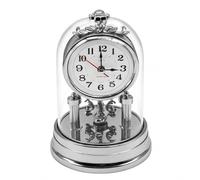 Relaxdays Orologio da Tavolo retrò, Argento | Con cupola e pendolo girevole, H x D 17 x 11 cm, plastica, analogico