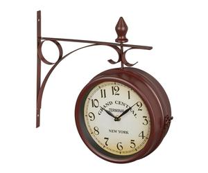 Relaxdays Orologio ferroviario marrone bifacciale